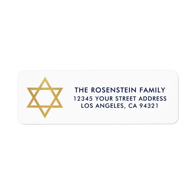 Bar Mitzvah und Bat Mitzvah Blue Gold Adresse (Vorne)