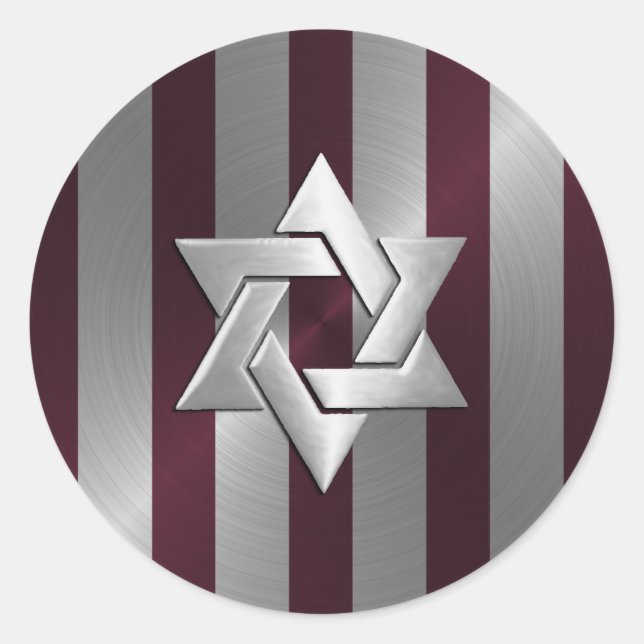 Bar Mitzvah Wein und Silberstreifen Runder Aufkleber (Vorderseite)