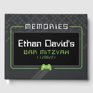 BAR MITZVAH WELCOME Gamer cool trendiger, grüner S Gästebuch