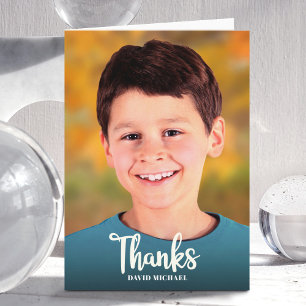 Bar Mitzwa-Foto Einfach, Bold, Moderne Schrift ind Dankeskarte