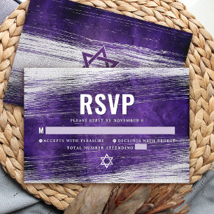Bar Mizwa Modern Silberfolie Wasserfarbe in Violet RSVP Karte