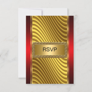 Bar Mizwa-RSVP Gold und Rot RSVP Karte
