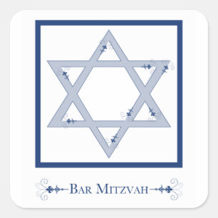 Bar Mizwa (Stern von David Eleganz) Quadratischer Aufkleber