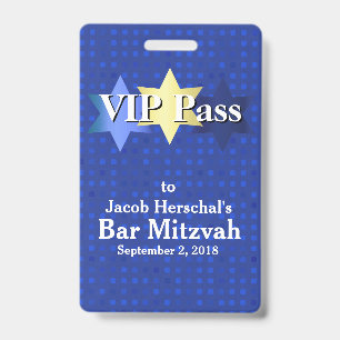 Bar Mizwa VIP Party-Abzeichen Blau mit Sternen Ausweis