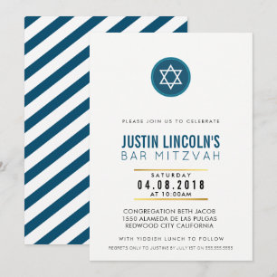 BAR MODERNE MITZVAH INVITATION cool bleu foncé