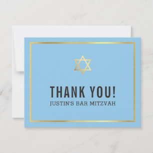 BAR MODERNE MITZVAH simple merci étoile d'or bleu