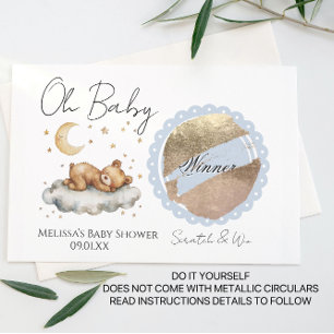 Bär Mond Junge Mädchen Baby Shower DIY Kratzkarte Ankündigungspostkarte