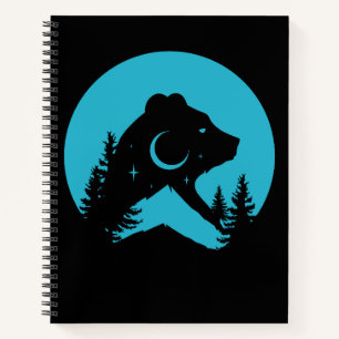Bär Mountain Nacht Wald Silhouette Notizbuch