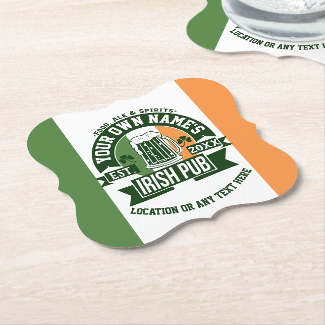 Bar Name Irish Pub Personalisiert St. Patrick's Da Untersetzer (angewinkelt)