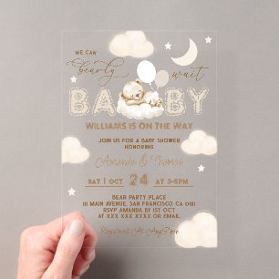 Bär Neutral Ballons Babyparty Acryleinladungen