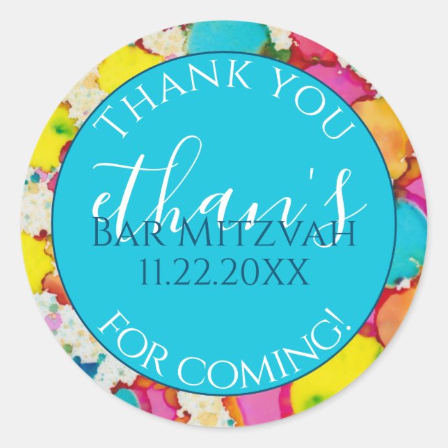 Bar or Bat Mitzvah Confetti Design Round Sticker (Vorderseite)