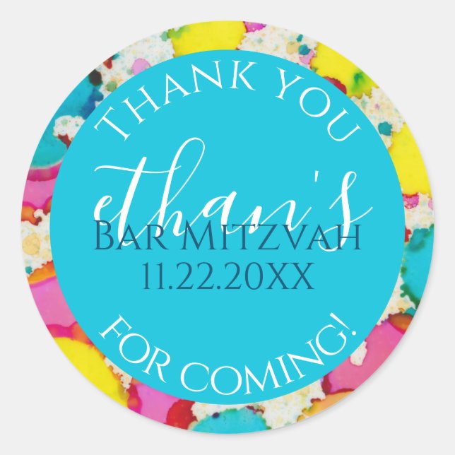 Bar or Bat Mitzvah Confetti Design Round Sticker (Vorderseite)