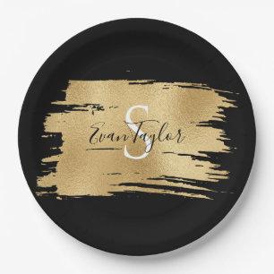 Bar or Bat Mitzvah Elegant Gold Paper Plate Pappteller