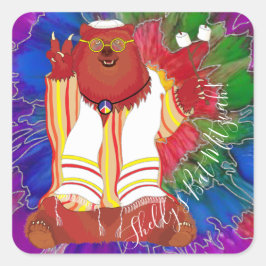 Bar or Bat Mitzvah Hippie Bären Stickers Square