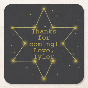 Bar or Bat Mitzvah Space Star von David Rechteckiger Pappuntersetzer