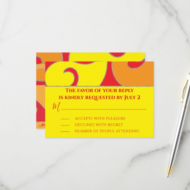 Bar or Bat Mitzvah UAWG Silvery Wirbel RSVP Karte (Vorderseite/Rückseite Beispiel)