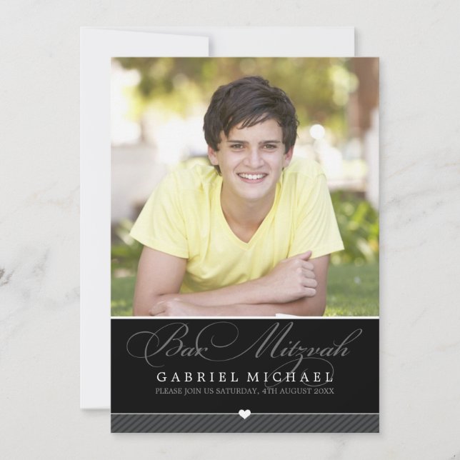 BAR PHOTO MITZVAH INVITATION :: beau type 2 (Devant)