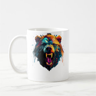 Bär Polygon Wütender Grizzly Farbiger Wandern Camp Kaffeetasse