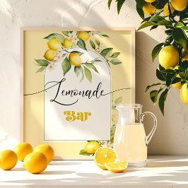Bar Poster "Watercolor Lemon Geburtstag Lemonade
