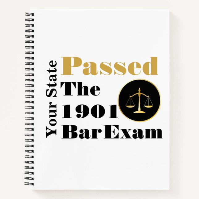 Bar-Prüfung bestanden (Staat und Jahr anpassen) Notizbuch (Vorderseite)