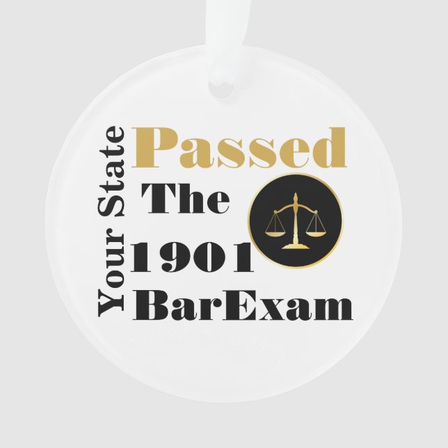 Bar-Prüfung bestanden (Staat und Jahr anpassen) Ornament (Vorderseite)