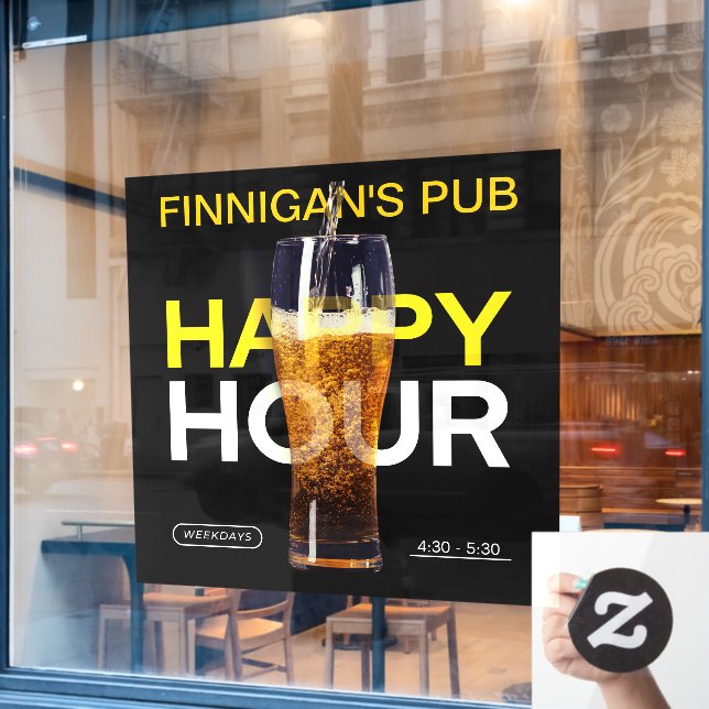 Bar Pub Public House Happy Hour Beer individuell g Fensteraufkleber (Café-Fenster)