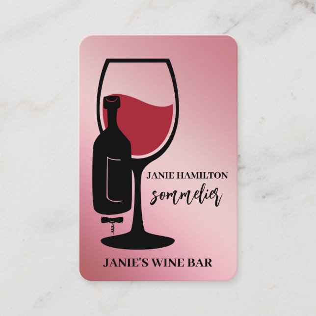 Bar QR-Code für Wein Scannable Pink Visitenkarte (Vorderseite)