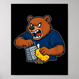Bär reibt Käse lustig Poster