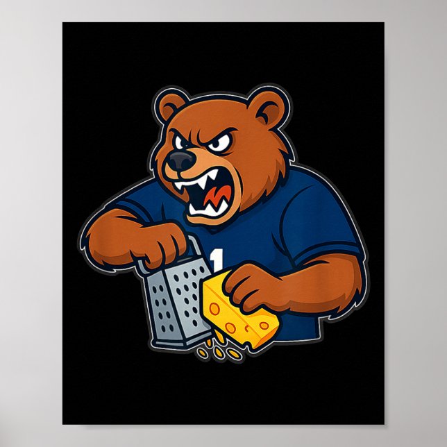 Bär reibt Käse lustig  Poster (Vorne)
