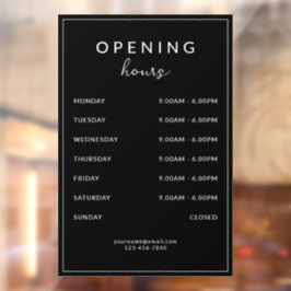 Bar Restaurant Opening Hours Black Fensteraufkleber
