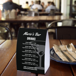 Bar Restaurant Tisch Menüvorlage Tischaufsteller