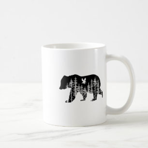 Bär Retro Wald Bäume Outdoor Wildnis Camping Kaffeetasse