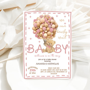 Bär Rosa Babymädchen-Party Einladung
