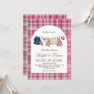 Bär Rosa Karo Old Money Babyparty Einladung