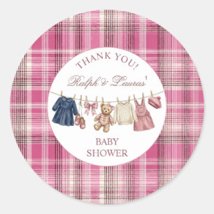 Bär Rosa Vornehm Luxus Baby Shower Danke Runder Aufkleber