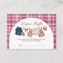 Bär Rosa Wäscheleine Baby Shower Windel Raffle