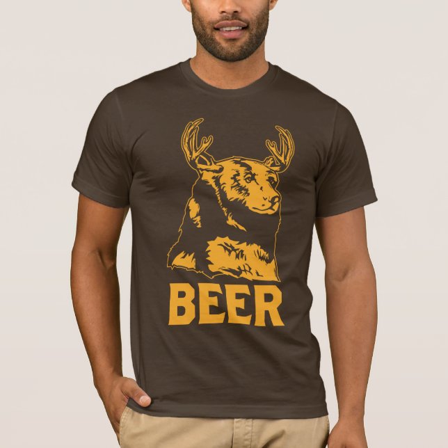 Bär + Rotwild = Bier T-Shirt (Vorderseite)
