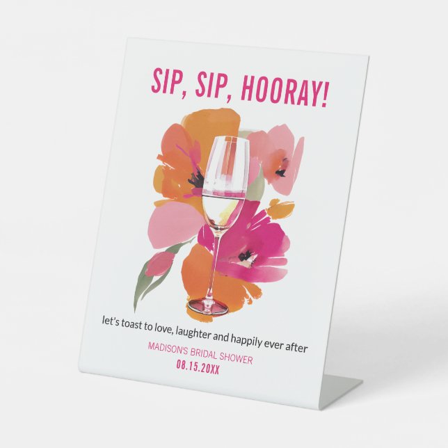 Bar Schildern Blumenwein Sip Hooray Sockelschild (Vorderseite)