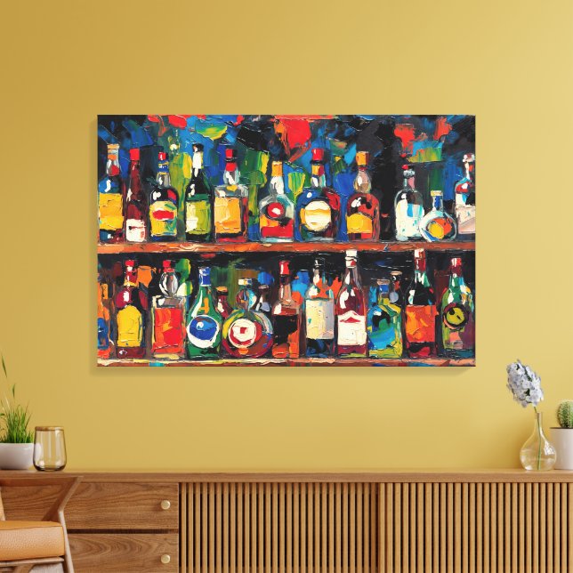 "Bar Shelf Bottle Collection" (Stil 7) Leinwanddruck (Insitu (Wohnzimmer))