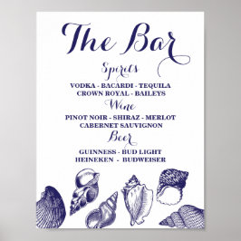 Bar Sign Beach Hochzeiten Empfang Muscheln Ozean Poster