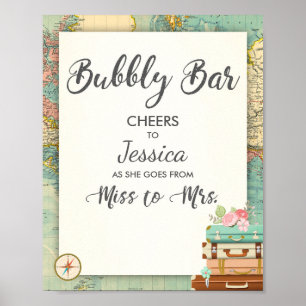 Bar sign Travel Brautparty Miss an Mrs Mimosa Poster
