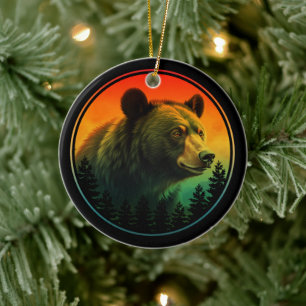Bär Sonnenuntergang Natur Tier Wildnis Keramik Ornament