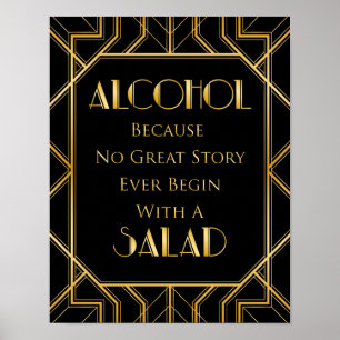 Bar Table Wedding Sign Gatsby Art Deco Poster