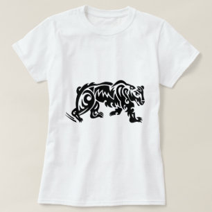 Bär-Tattoo-Designs Schwarz Weiß T-Shirt