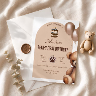 Bär-Teddybär-Thema für den ersten Geburtstag eines Einladung