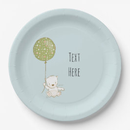 Bär- und Ballon-Papierplatte - Blau Pappteller