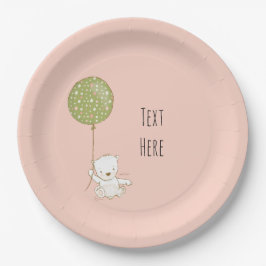 Bär- und Ballon-Papierplatte - Pfirsich Pappteller