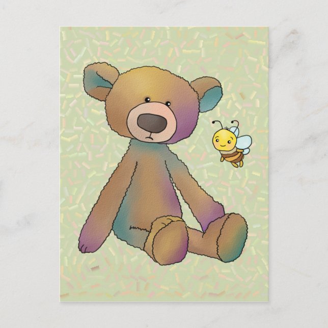 Bär und Biene Postkarte (Vorderseite)
