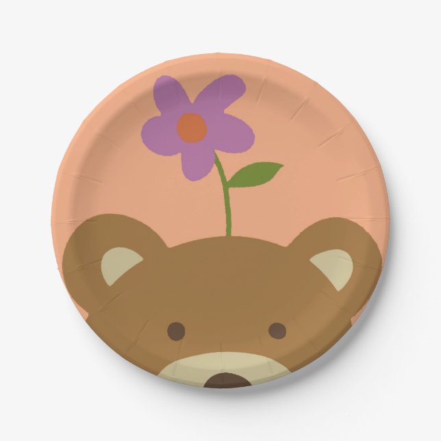 Bär und Blume Pappteller (Vorderseite)