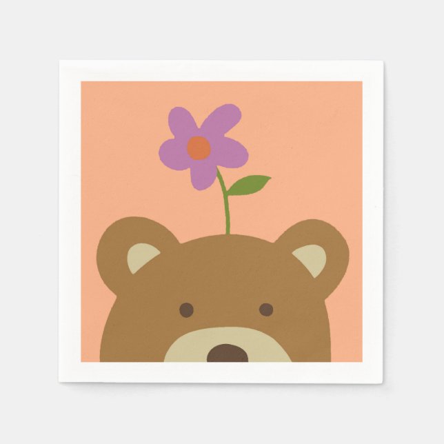 Bär und Blume Serviette (Vorderseite)